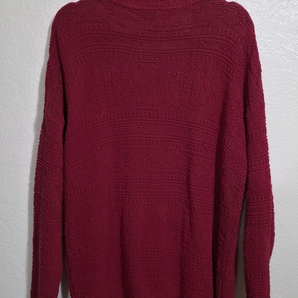 Vintage Knit 100% Cotton Red Cardigan Sweater | 90s Vibe Button Down Long Sleeve - Picture 10 of 11